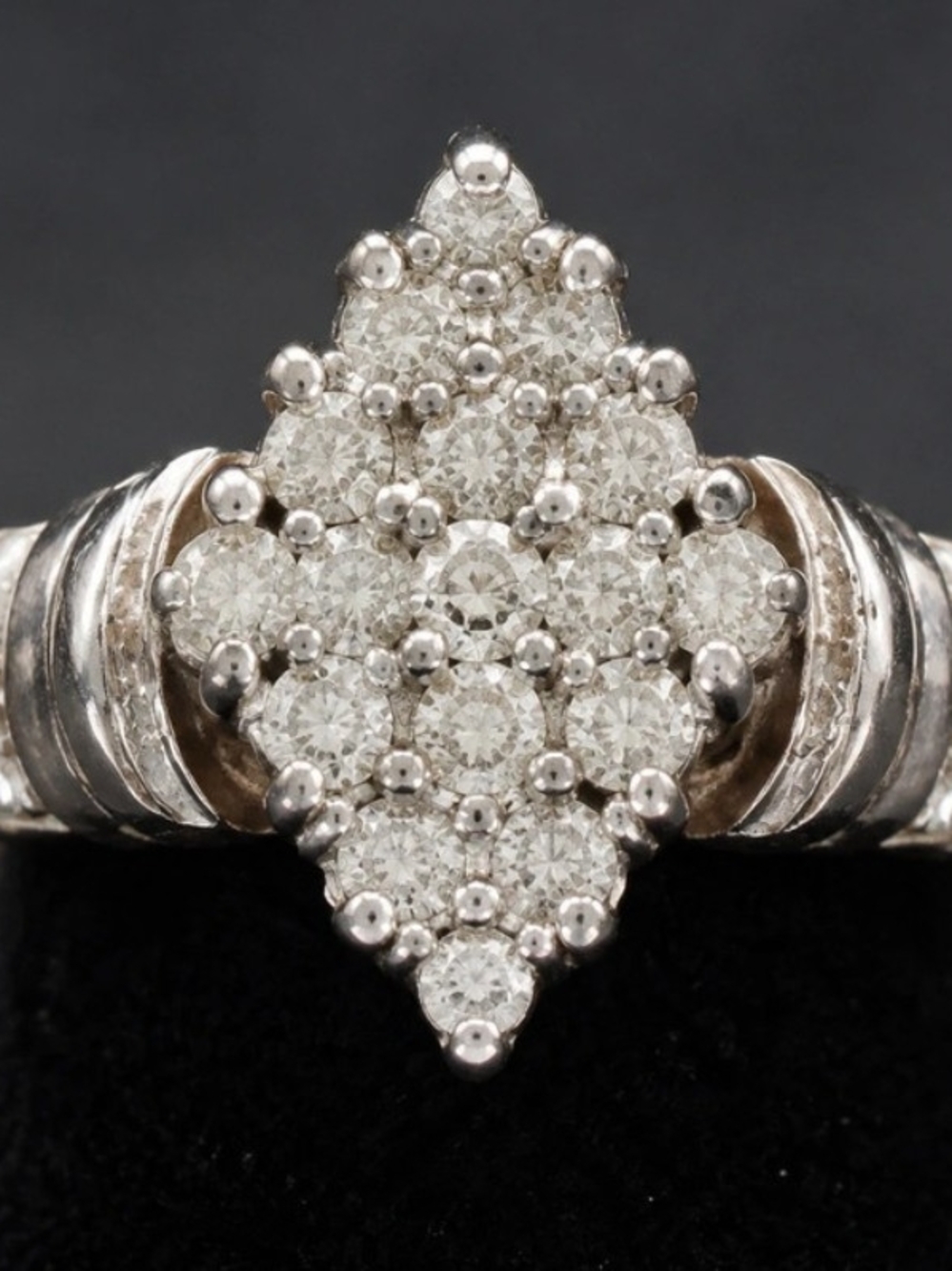 Classic 10 K White Gold 1.29 CT Diamond Cluster Ring - Size 10